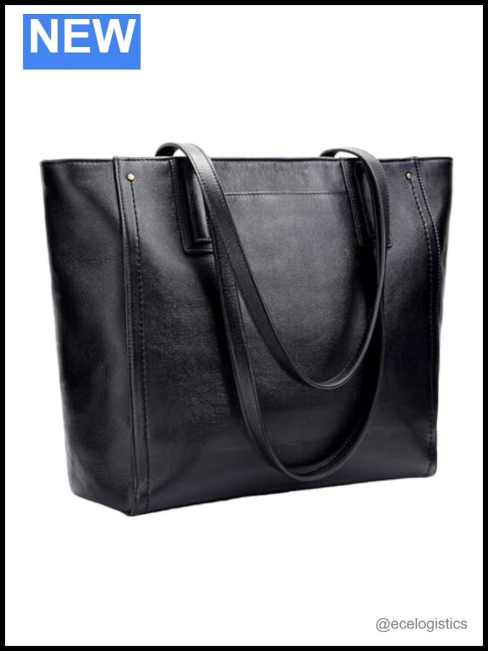 Large Genuine Leather Tote Bag with Zipper, 15.6" Laptop Sleeve, Work Bag for